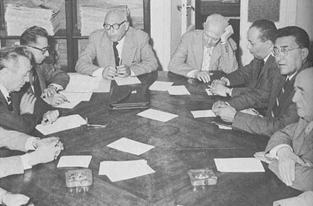1960 - Direzione del PSI, sono riconoscibili Nenni, Pertini, Jacometti, Lombardi, Pieraccini, Brodolini